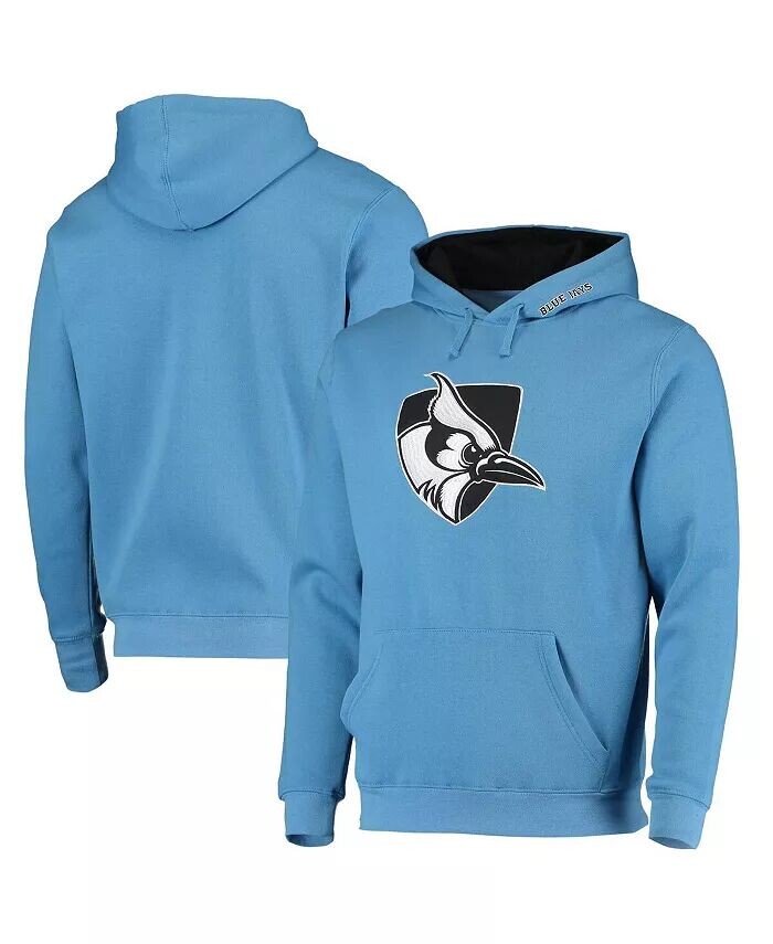 

Мужской голубой пуловер с капюшоном Johns Hopkins Blue Jays Arch и Logo Colosseum