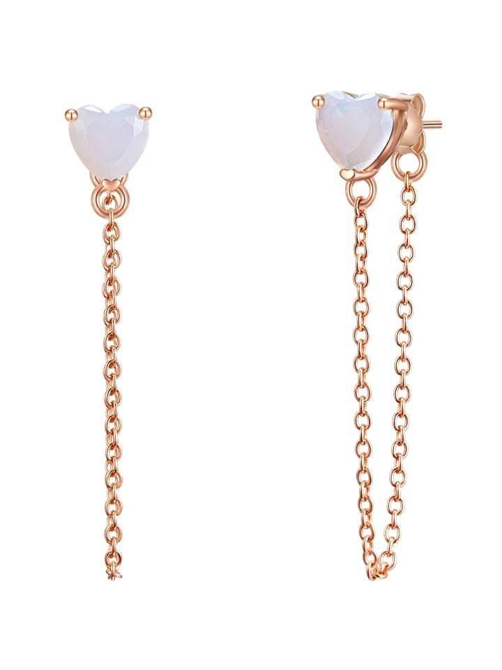 

Glanzstücke München Серьги-гвоздики в форме сердца из стерлингового серебра с лунным камнем (синтетическим) в оправе из розового золота