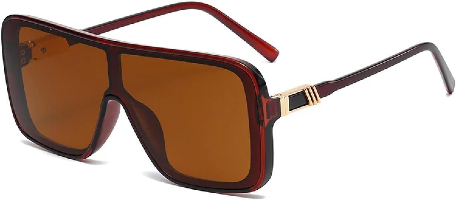 

Модные солнцезащитные очки в крупной оправе, цельные, для мужчин, женщин и унисекс, класса люкс, для активного отдыха, вождения, защиты от солнца UV400 TKKTLLT, Brown Brown