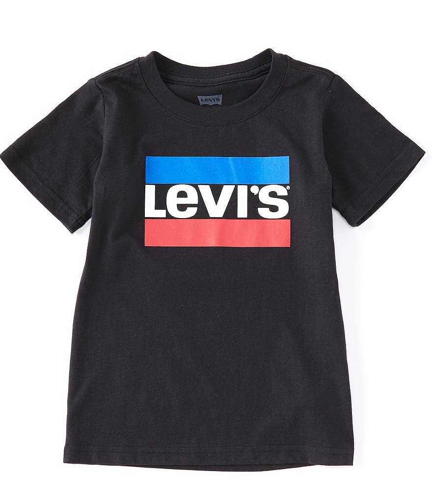 

Спортивная футболка с короткими рукавами и логотипом Levi's Little Boys 2T-7, черный