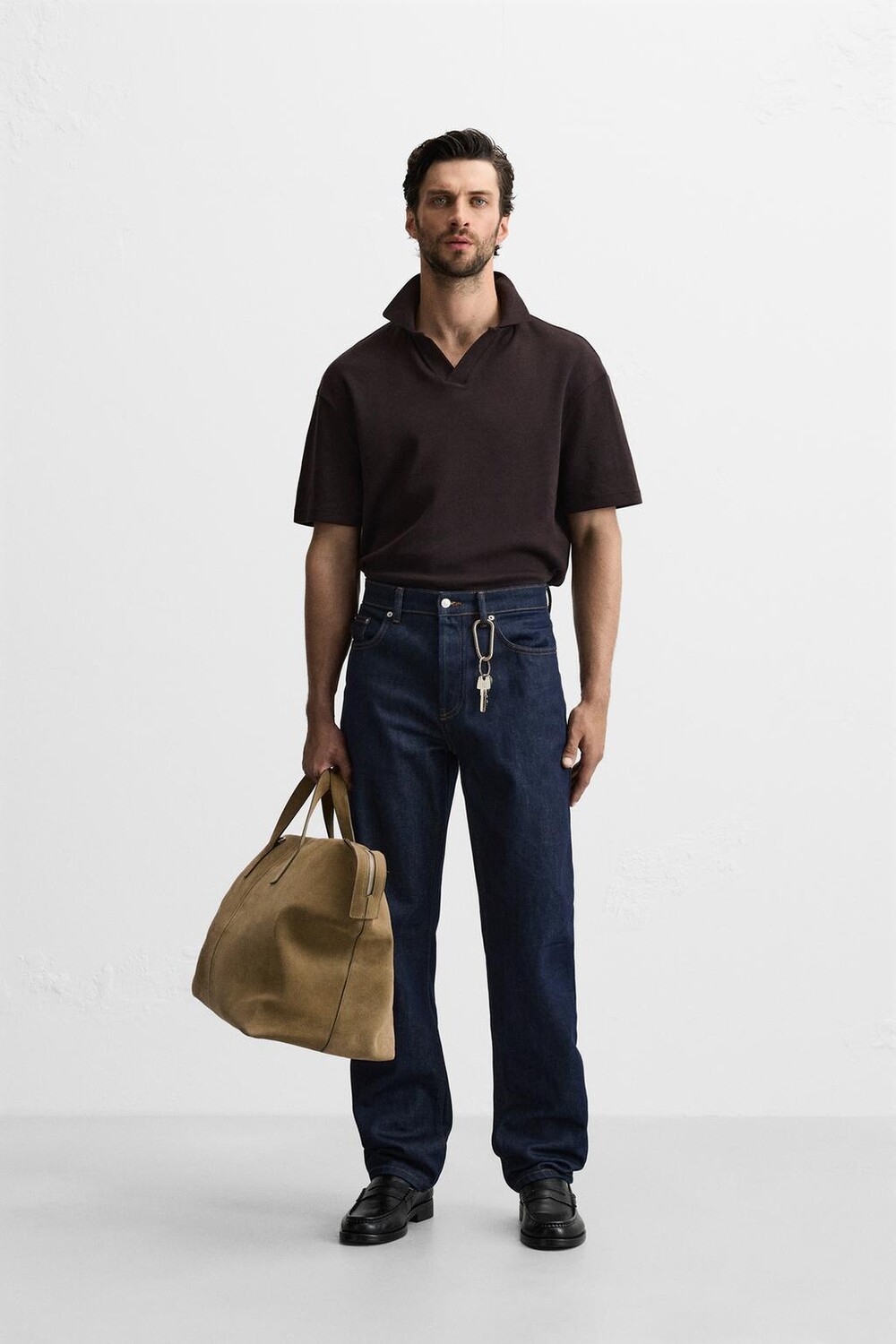 

Рубашка-поло с геометрическим жаккардовым узором ZARA, цвет aubergine