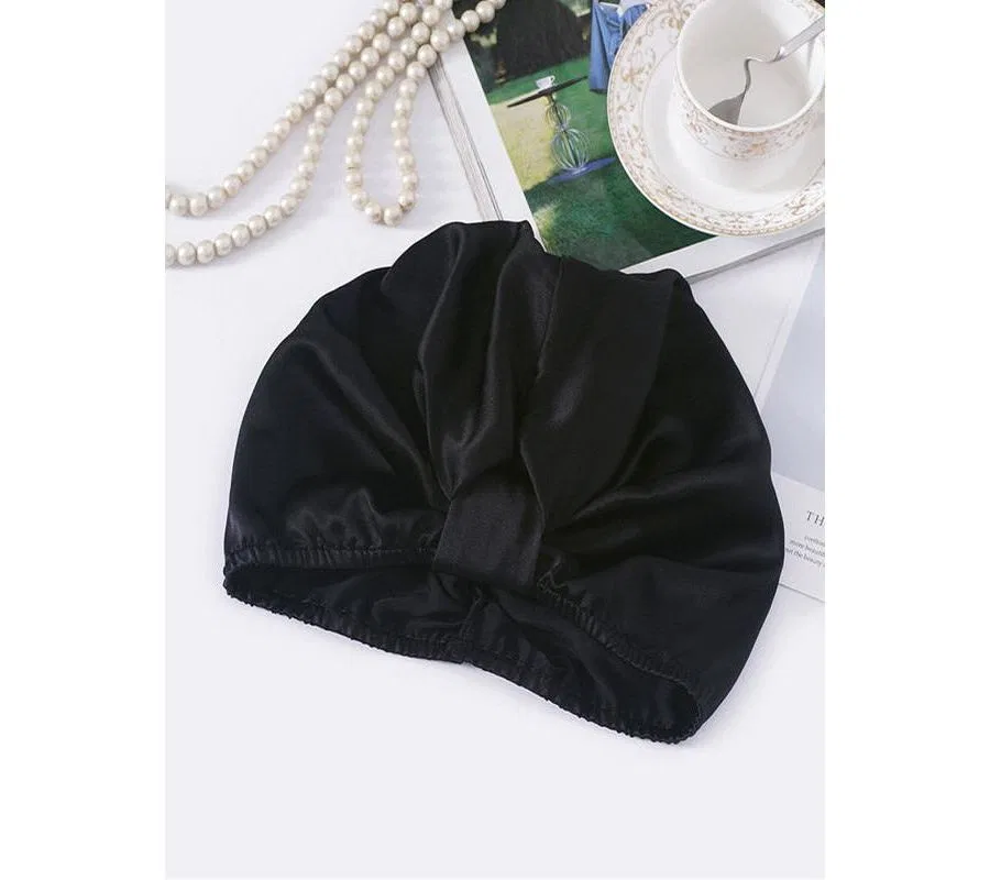 Шапочка для сна из 100% тутового шелка Silksilky, черный — фото 3