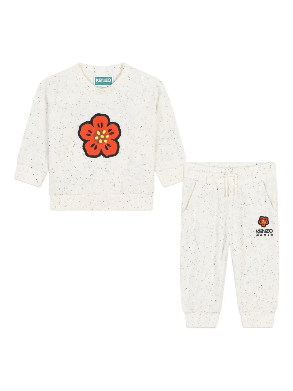 

Спортивный костюм с цветочной аппликацией (комплект из двух) Kenzo Kids, белый