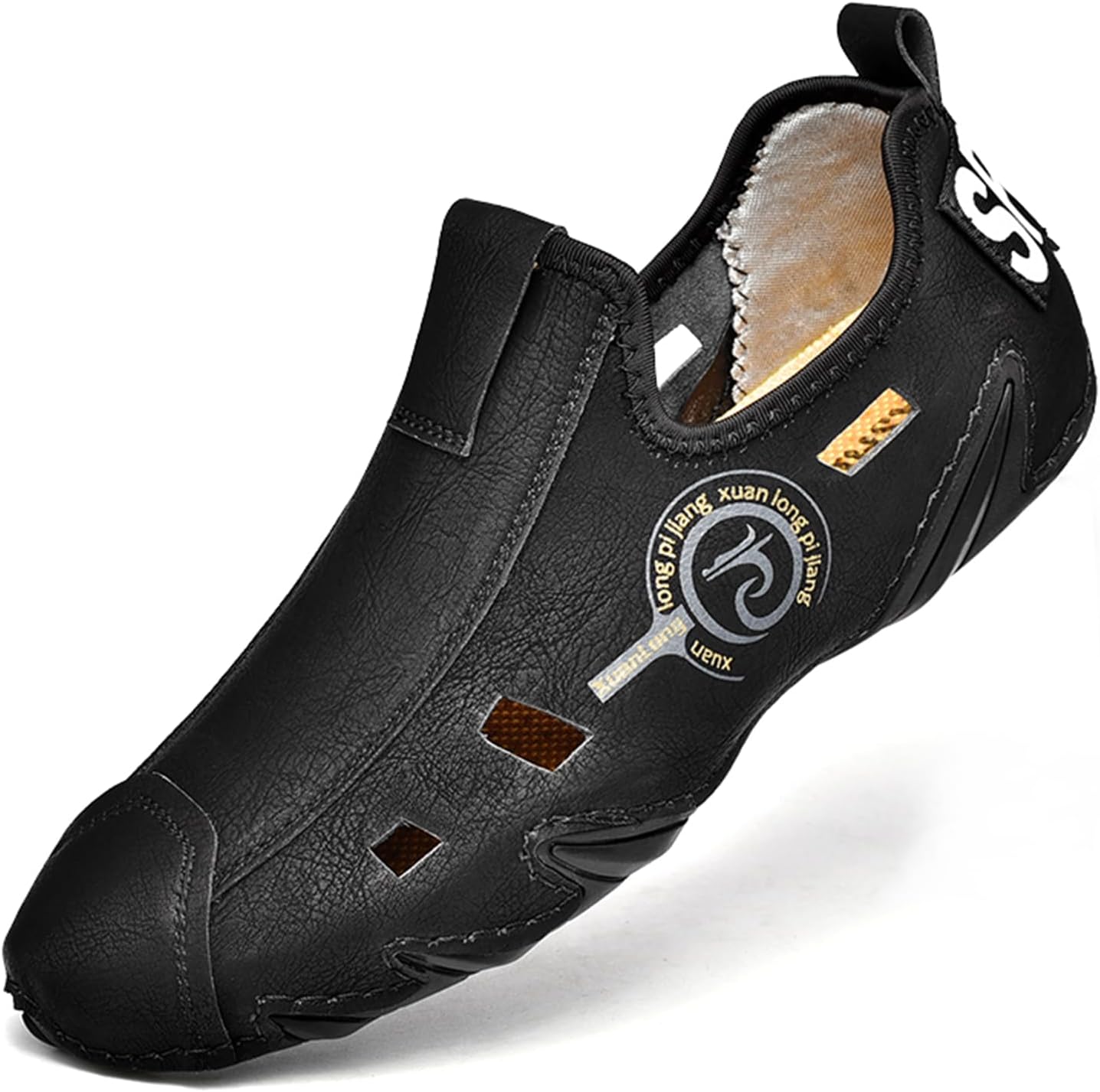 

Мужские мягкие кожаные туфли для вождения, слипоны, повседневная обувь, удобные дышащие ходовые туфли для мужчин Abborora, черный