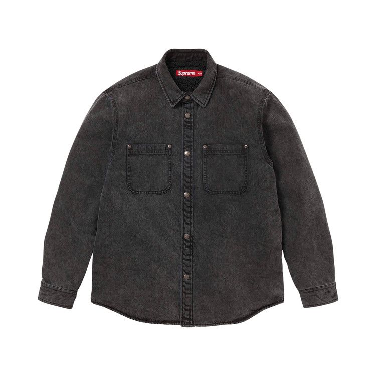 

Рубашка Supreme Shearling Lined Denim Work Shirt, Black