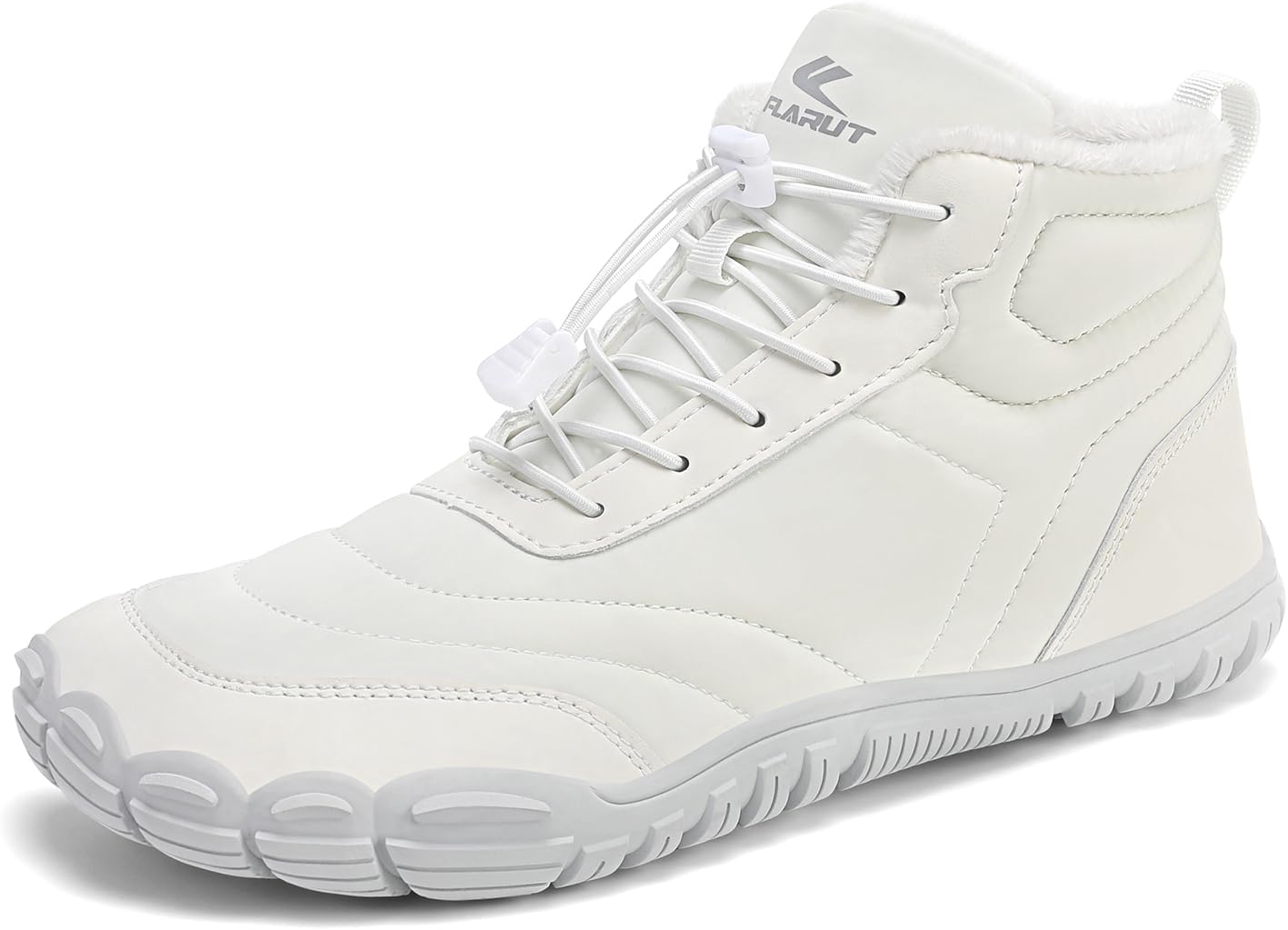 

Мужские и женские зимние ботинки FLARUT босоножки с меховой подкладкой, широким носком, нулевым падением и кроссовки до щиколотки, белый