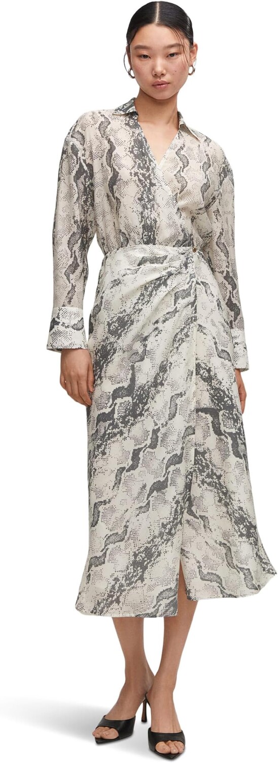 

Змеиное платье MANGO, цвет Off-White