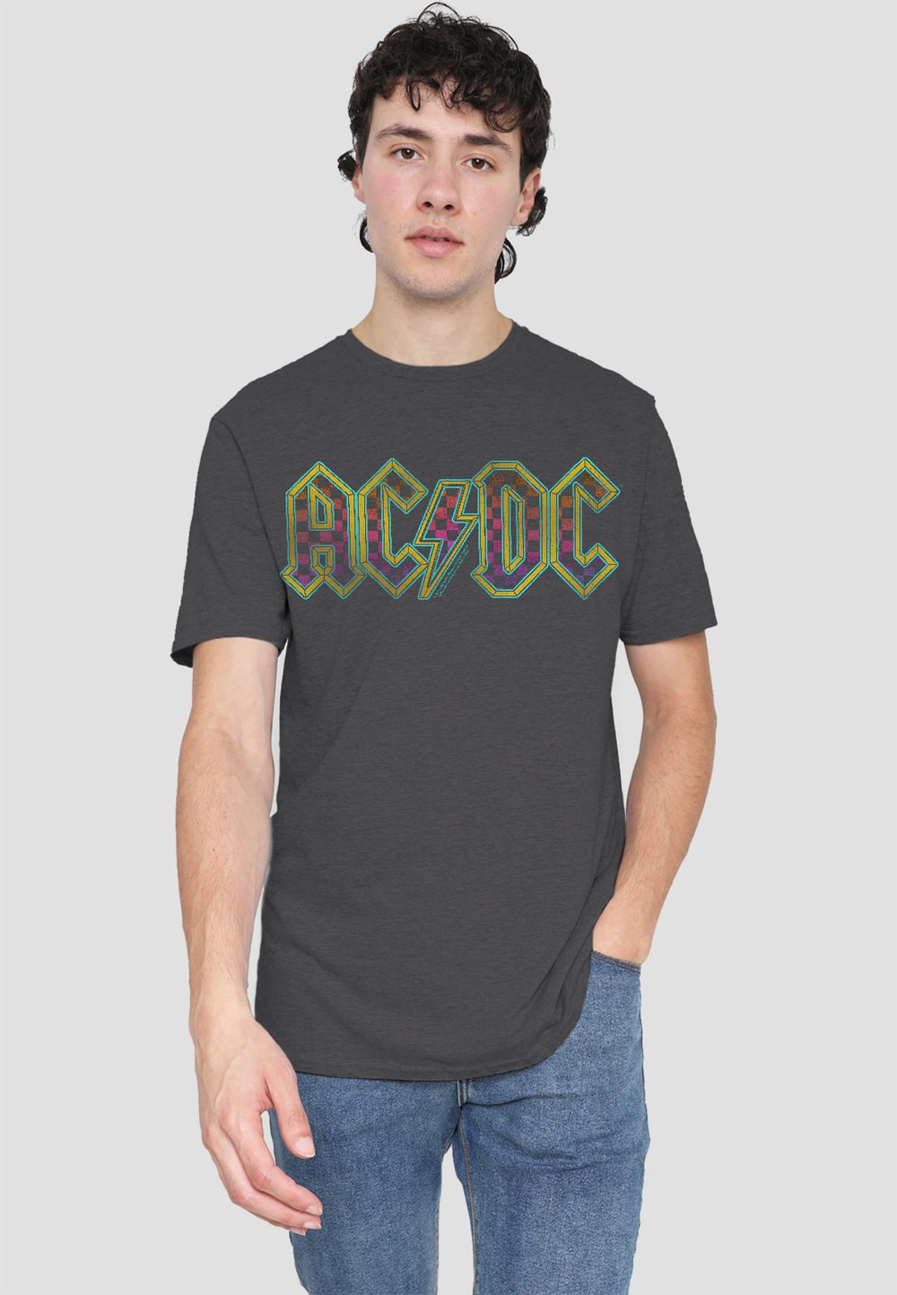 

Футболка с принтом ACDC CHECKERBOARD GRADIENT LOGO Cotton Soul, антрацит