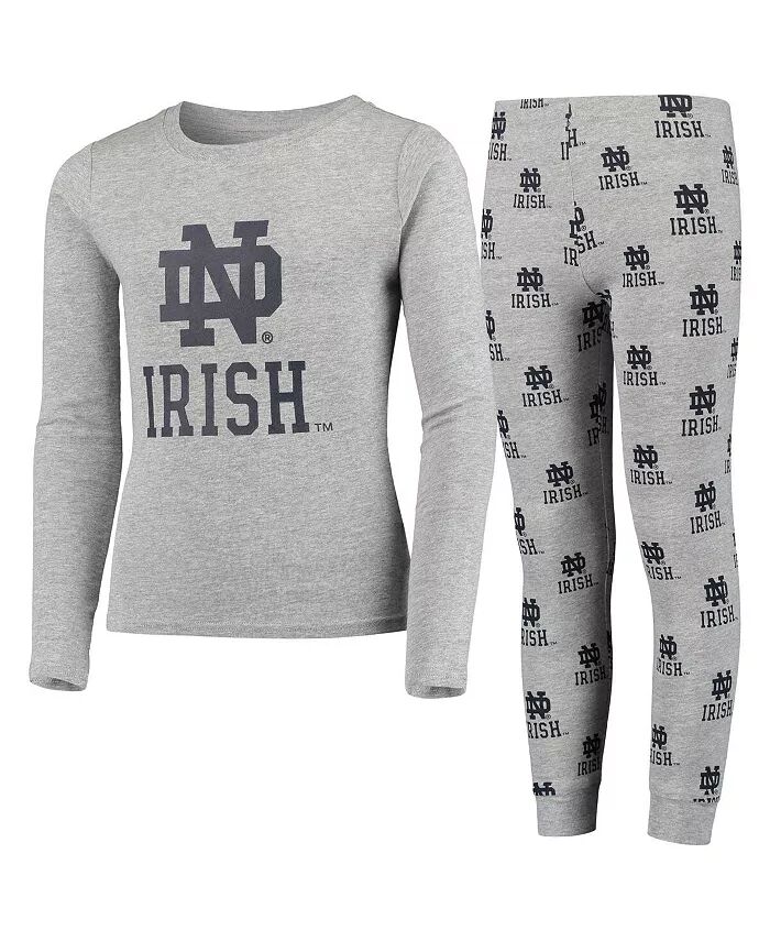 

Футболка с длинным рукавом и штаны Notre Dame Fighting Irish для больших мальчиков и девочек, серого цвета Outerstuff