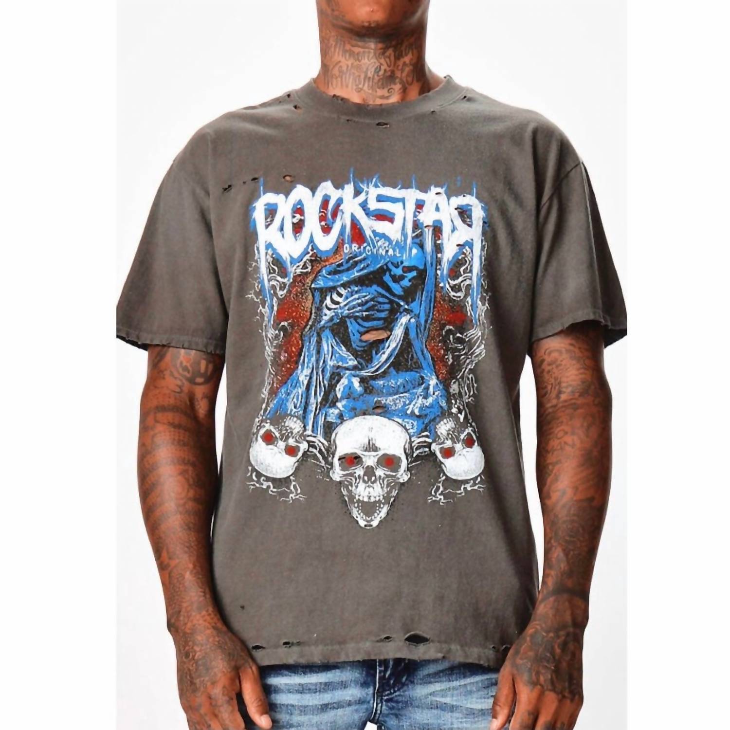 

Футболка Ozzy Oversize Graphic T Shirt темно-серого цвета ROCKSTAR ORIGINAL