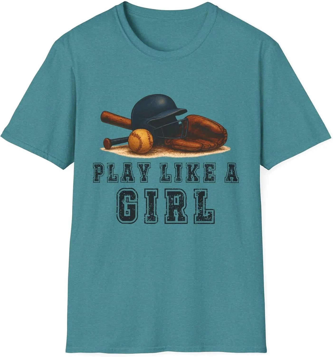 Футболка Play Like a Girl Softball Unisex Softstyle, повседневная одежда, подарок для нее, комфорт на каждый день GENERIC, синий
