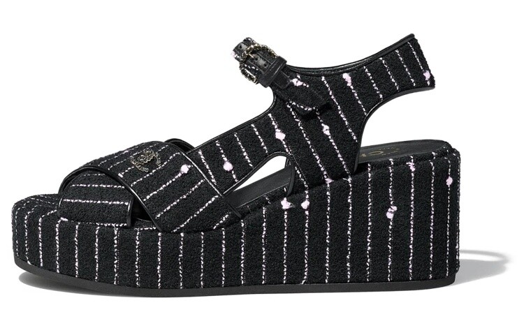 Женские сандалии Chanel, черный/белый