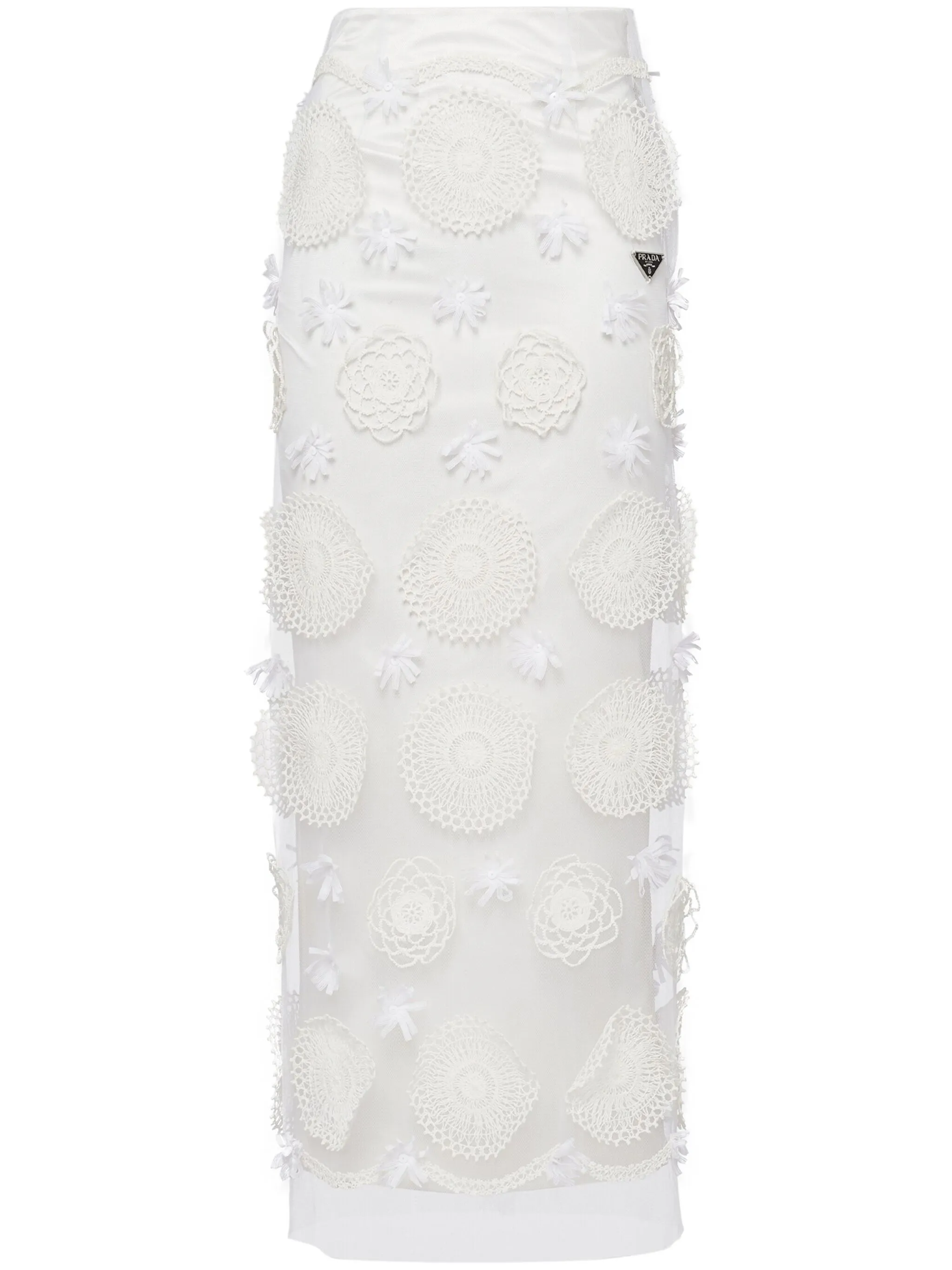 

Юбка макси с вышивкой Prada, белый
