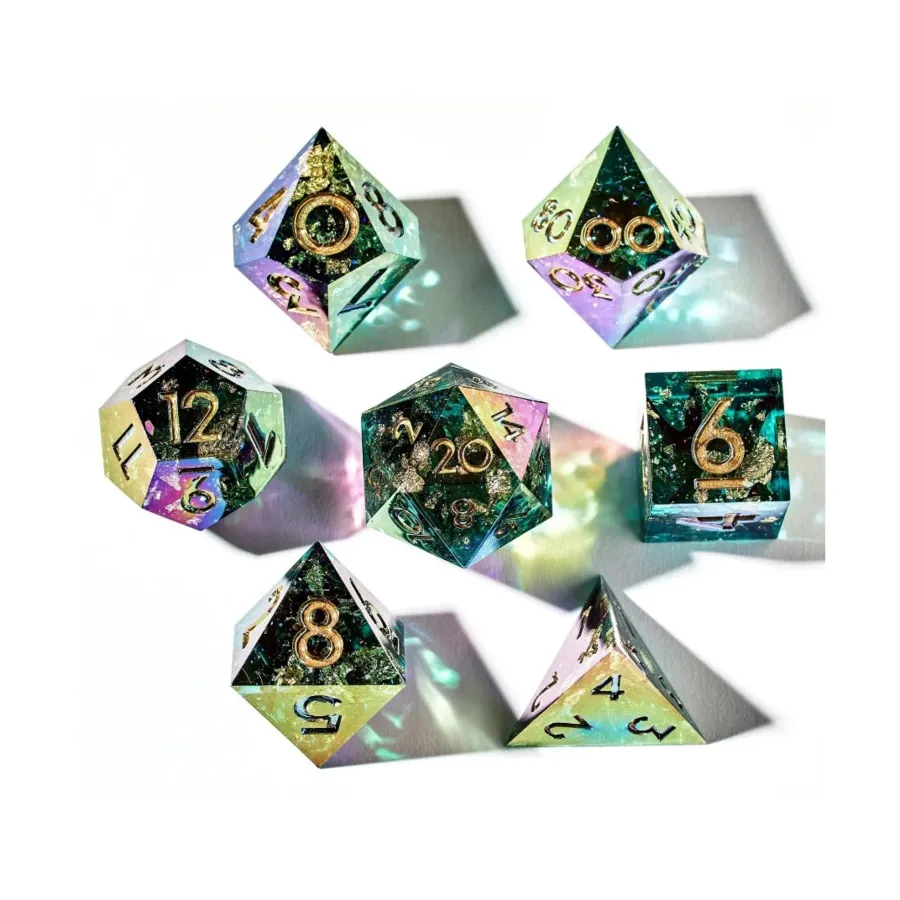 

Поликомплект - Трещина Блэкуотер (7), Iridescent Resin Dice (Dispel Dice)