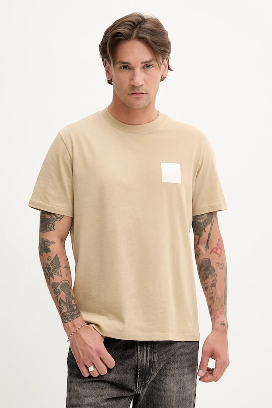 

Хлопковая футболка Hugo, бежевый