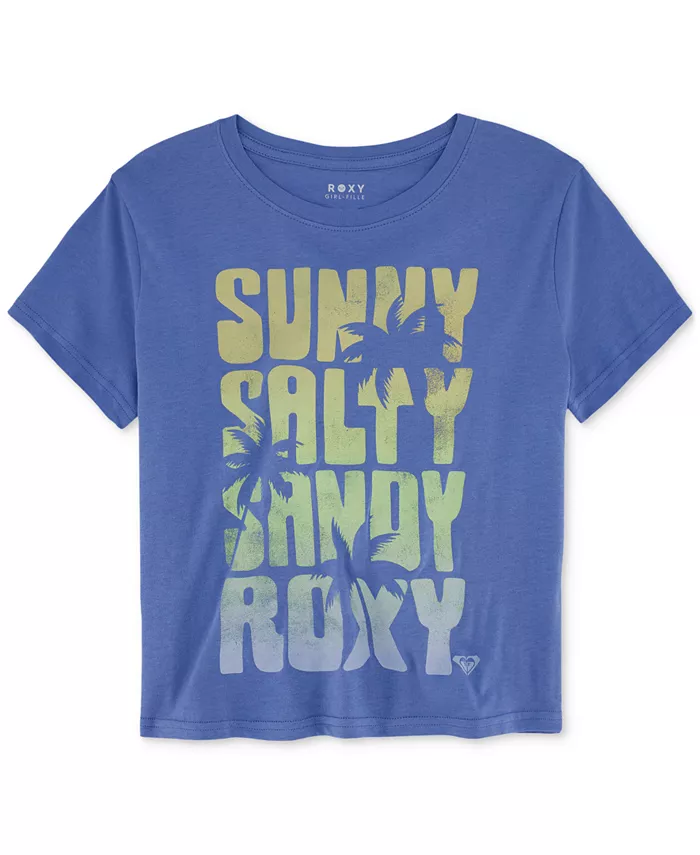 

Футболка хлопковая с принтом "Sunny Salty Sandy" для девочек постарше Roxy, синий