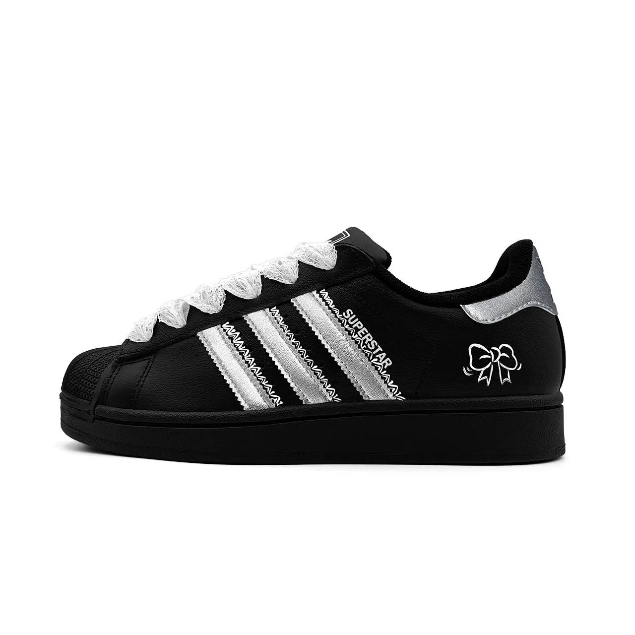 Детские кроссовки для скейтбординга Superstar 2 Adidas Originals черно-серебристые
