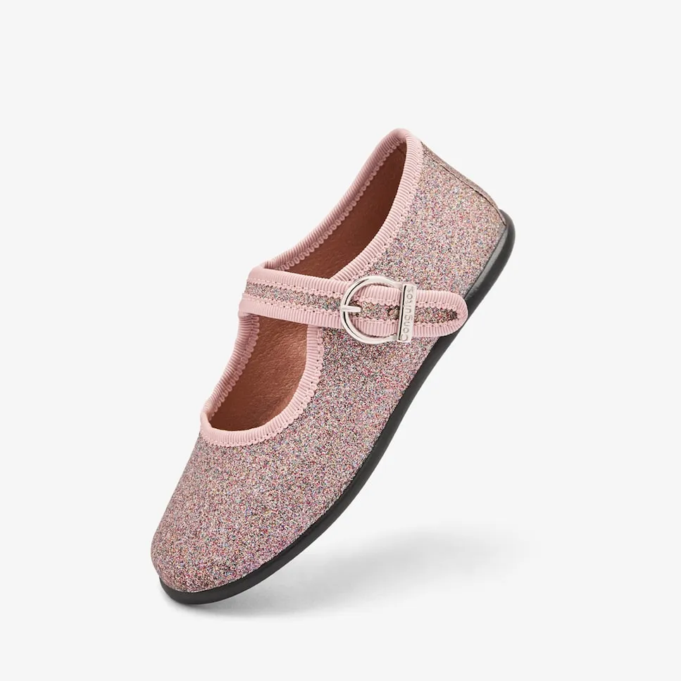 Детские балетки с пряжкой и блестящим узором Mary Janes Conguitos, розовый — фото 2