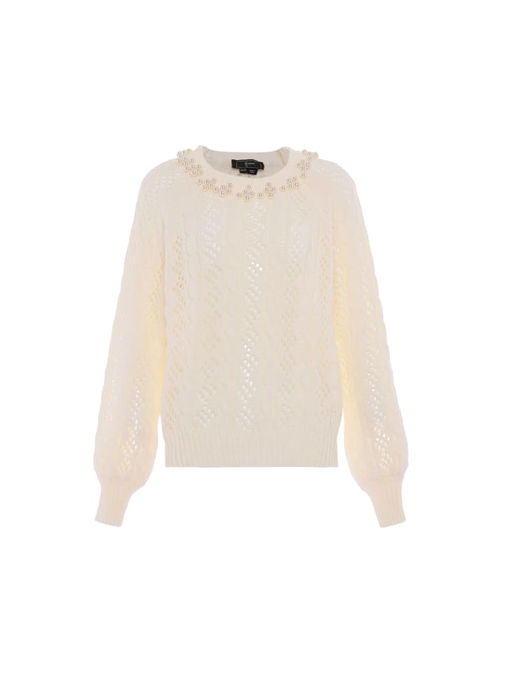 

Женский вязаный свитер бежевого цвета faina