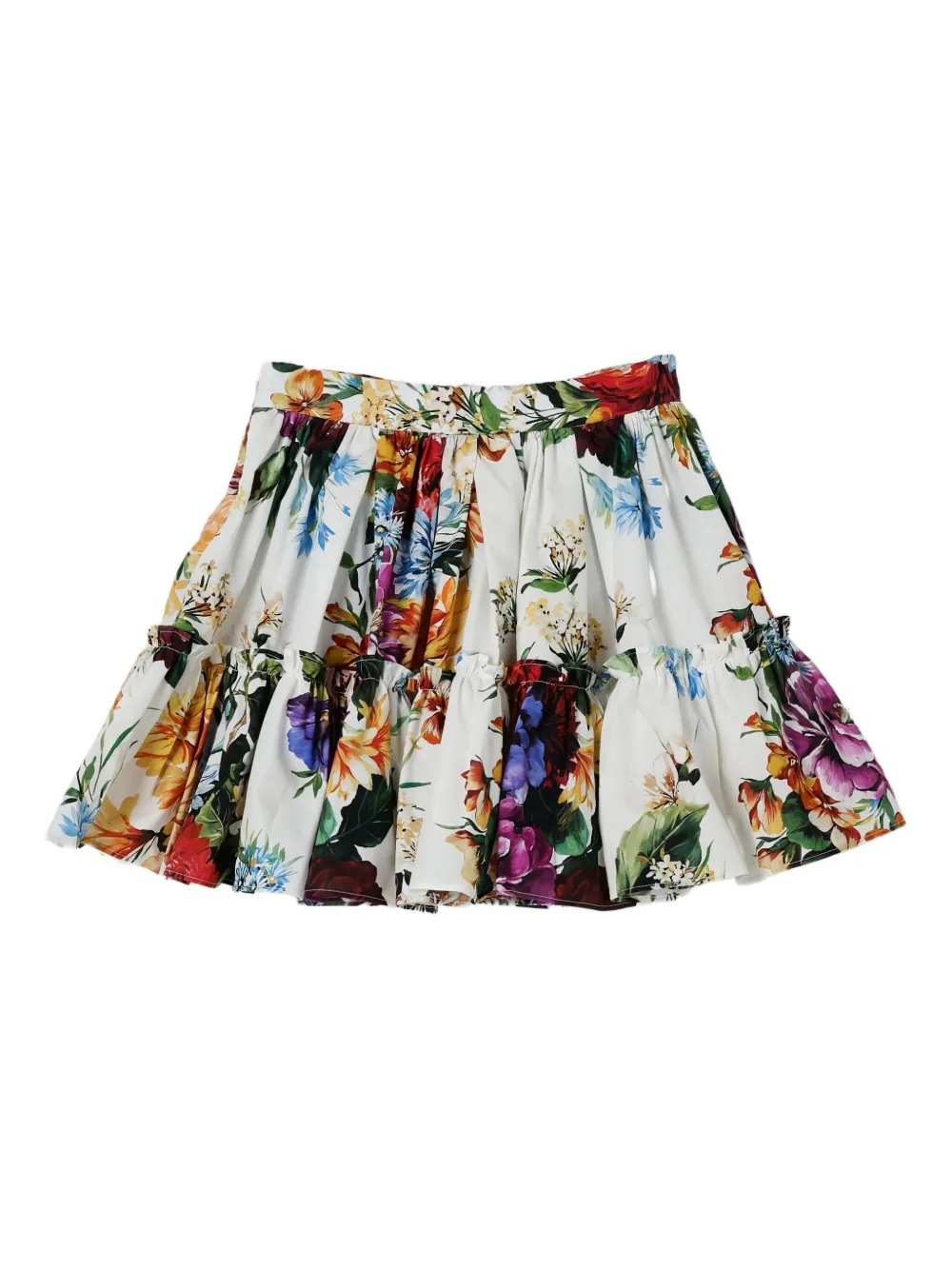 Мини-юбка с цветочным принтом и оборками Dolce & Gabbana Kids, белый — фото 2
