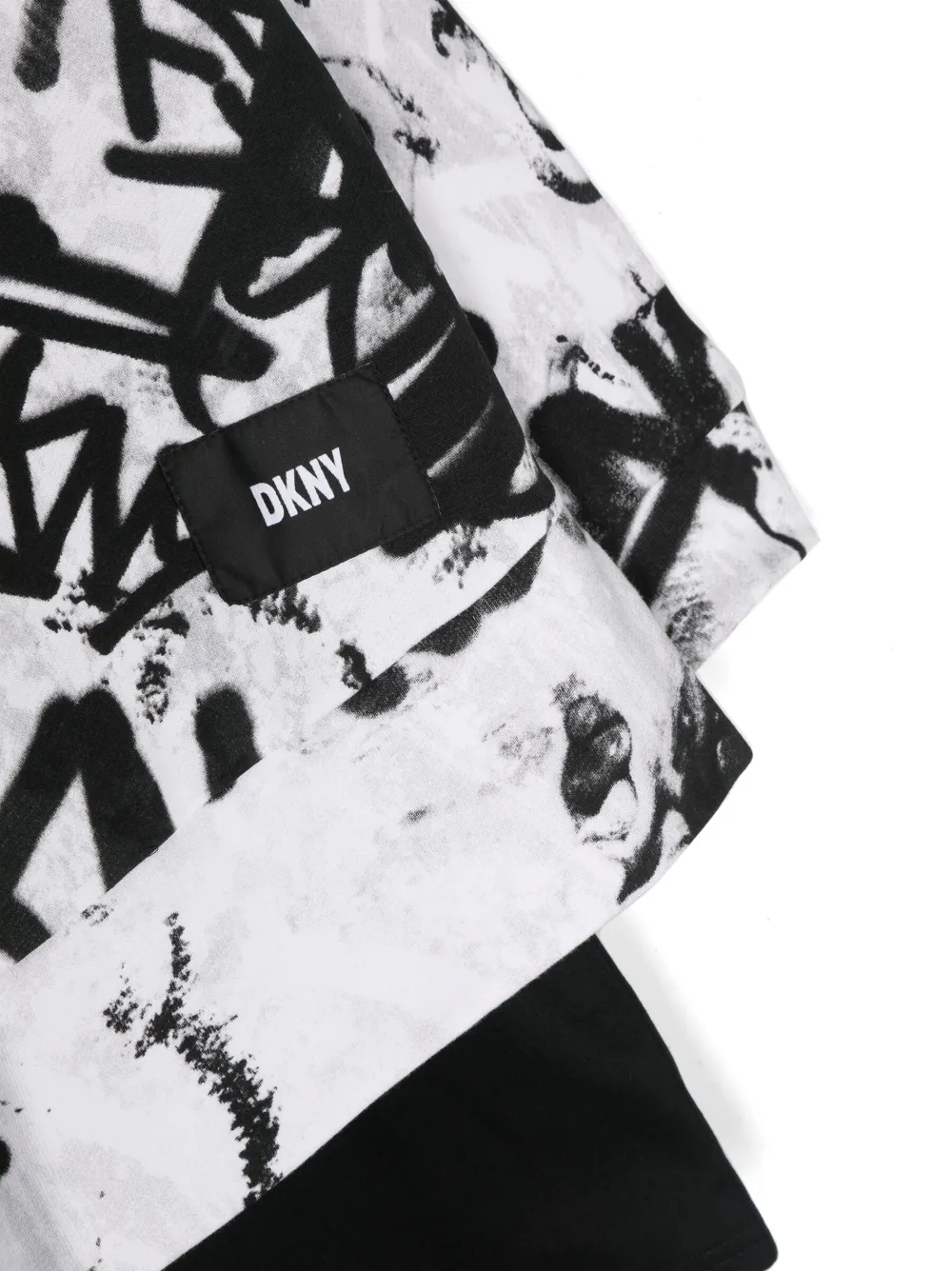 Многослойное платье мини с принтом Graffiti Dkny Kids, белый — фото 3