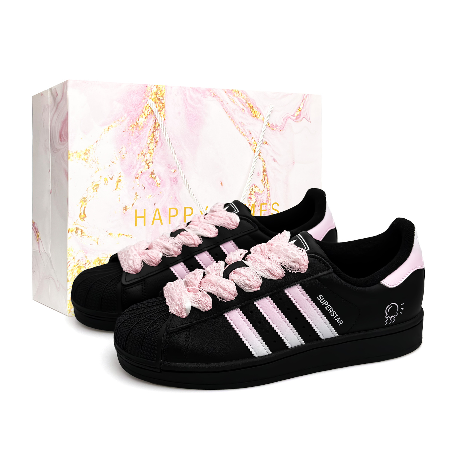 

Superstar 2 Gradient Bubble Jellyfish, специальная сумка для покупок с увеличенной высотой и устойчивостью к истиранию Adidas Originals, розовый