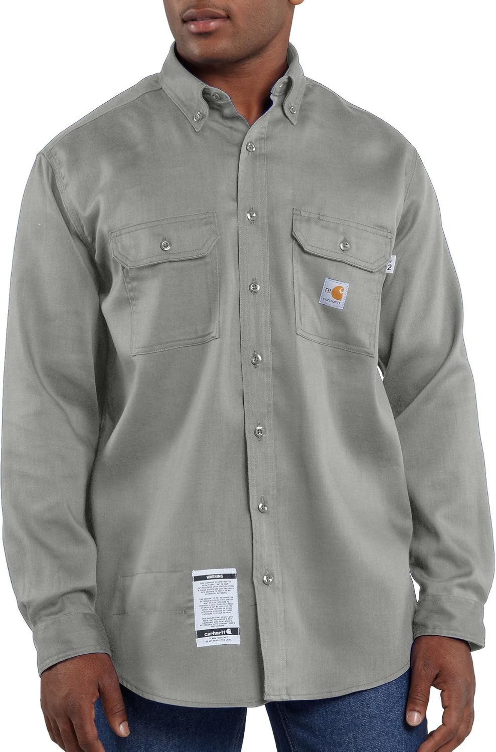 

Carhartt мужская огнестойкая рабочая рубашка из легкого твила, gray, S