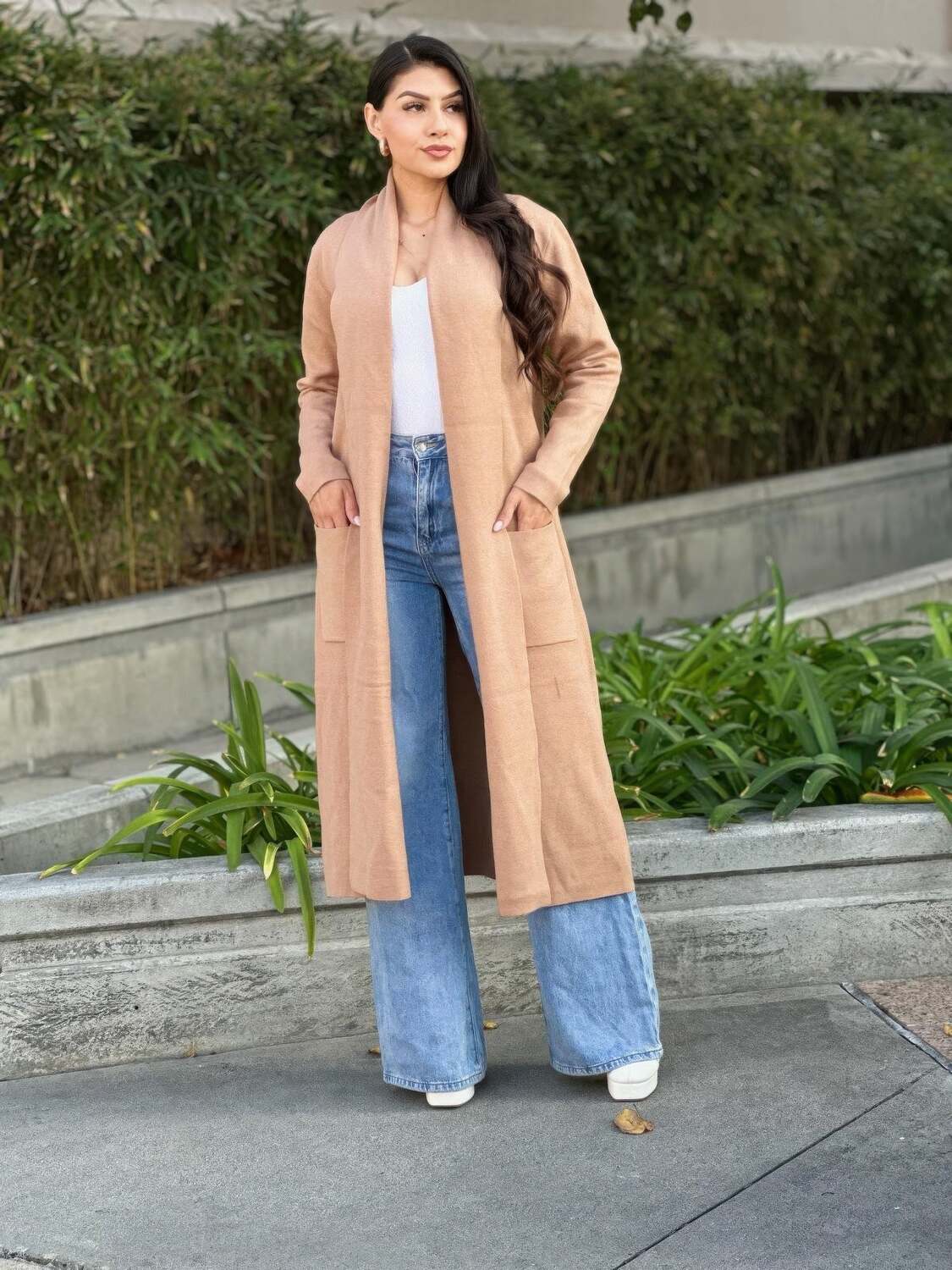 

Кардиган Clover Fine Knit Midi Cardi с карманами Truedames, серо-коричневый