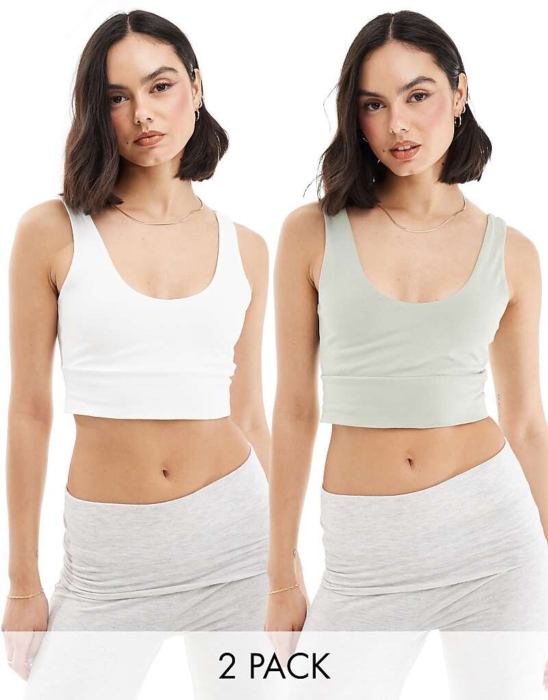 

Miss Selfridge – Комплект из двух бюстье белого и шалфейного цветов с овальным вырезом