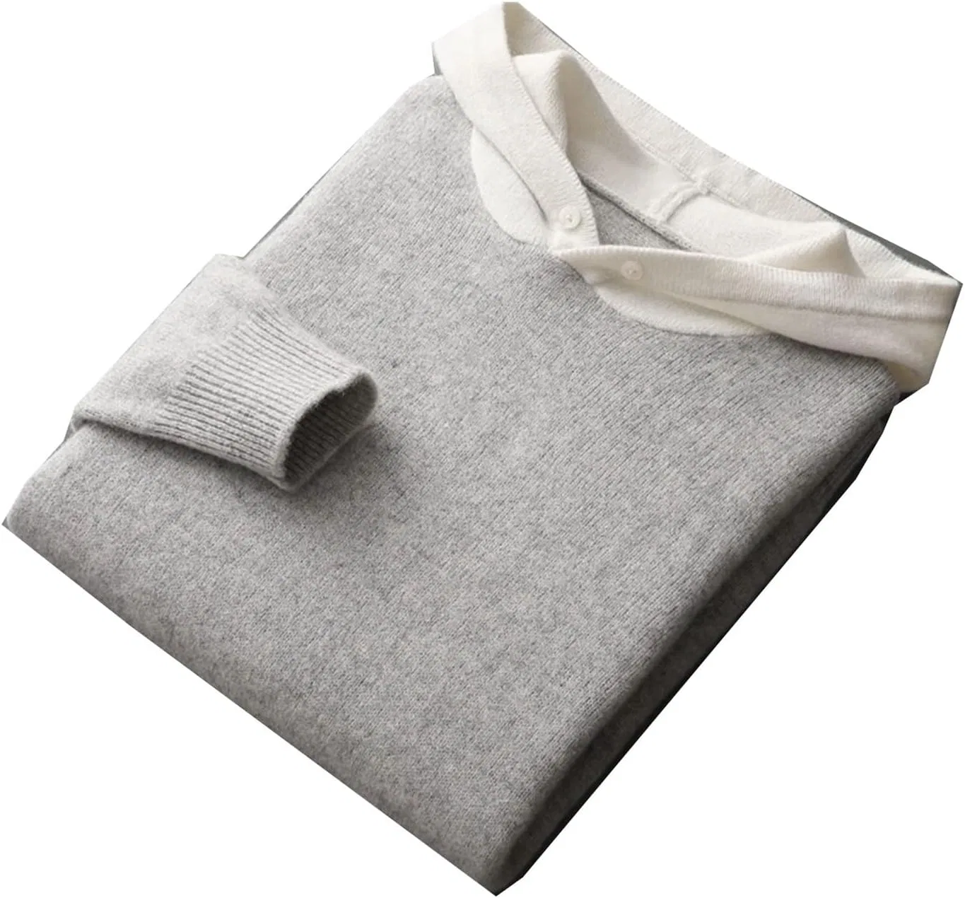 Свитер с капюшоном, вязаный, мужской, Light Grey White Hat