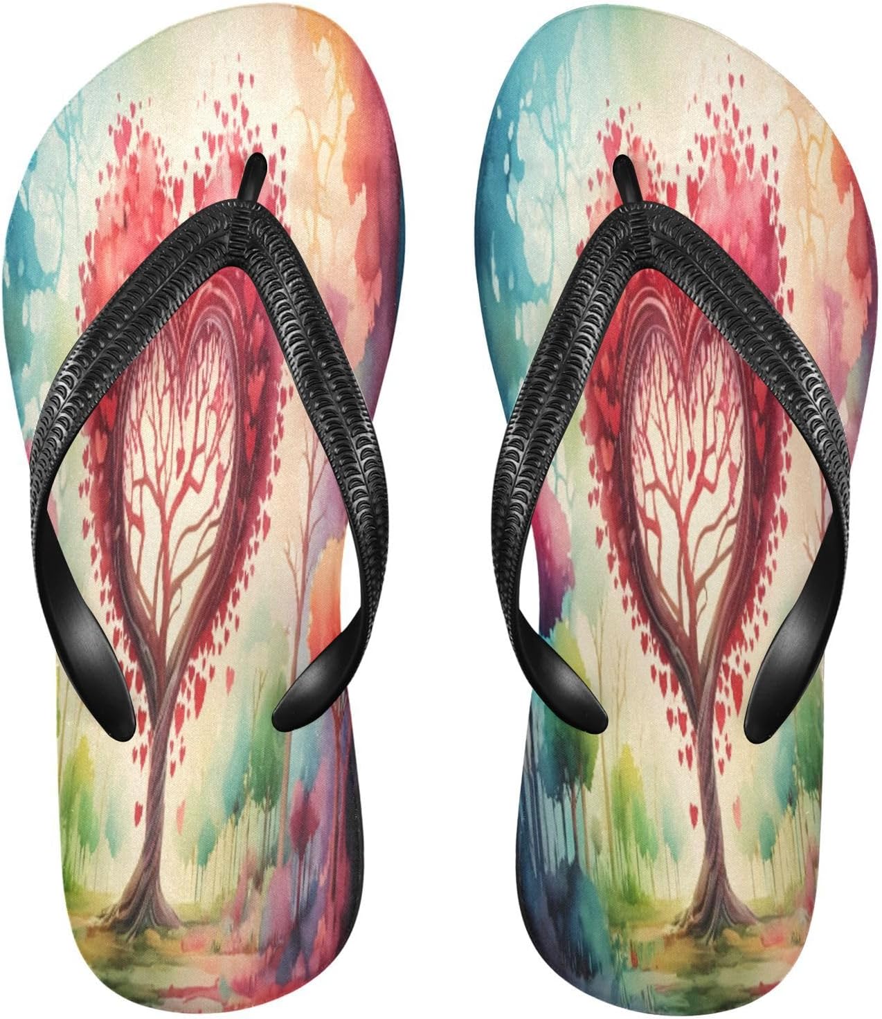 

Мужские и женские летние шлепанцы Tree Hearts красного цвета с красными ремешками для пляжа, душа, резиновые нескользящие тапочки для прогулок Sinestour