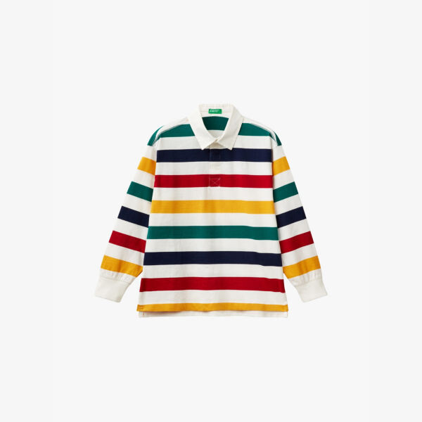 

Полосатая хлопковая рубашка-поло 6-14 лет Benetton, мультиколор