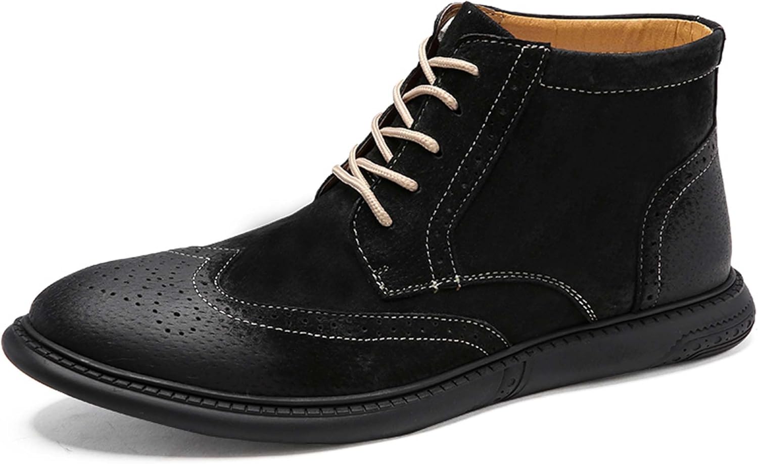 

Мужские премиальные оксфорды, чукка, деловые ботинки для мужчин, броги, средние повседневные ботинки, деловые повседневные ботинки, противоскользящие и износостойкие Generic, черный