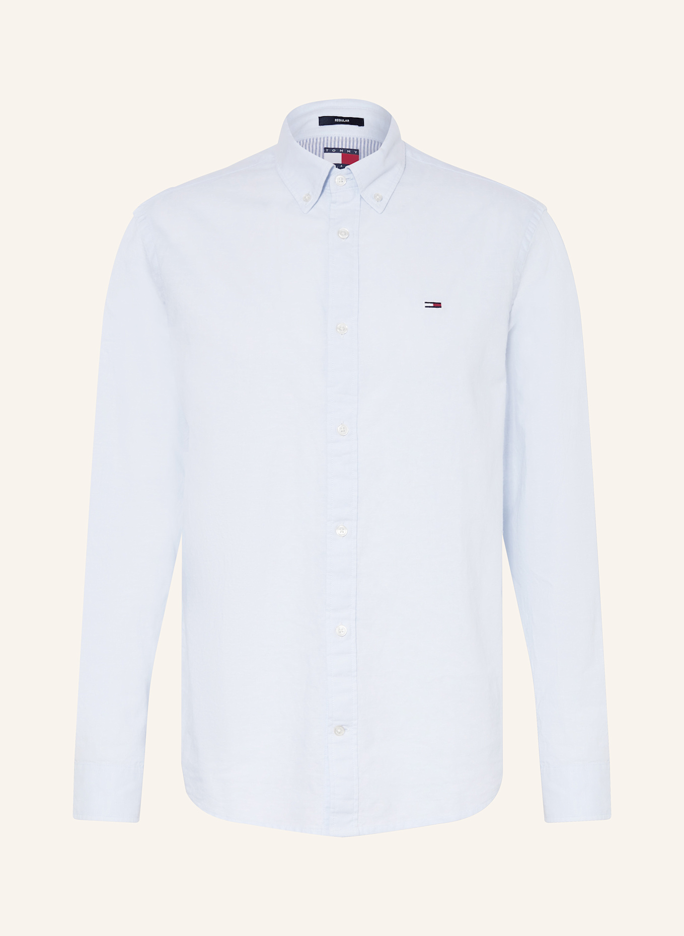 

Рубашка прямого кроя с льном Tommy Jeans, голубой