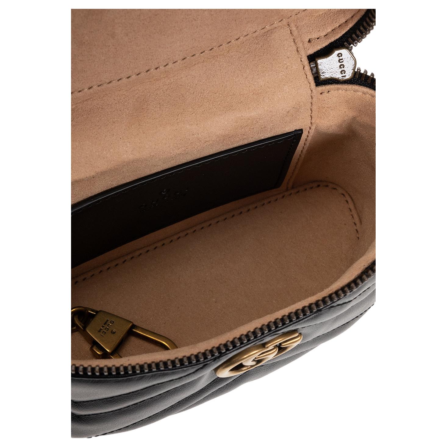 Миниатюрная женская сумка Marmont Flat Box через плечо, черная — фото 4