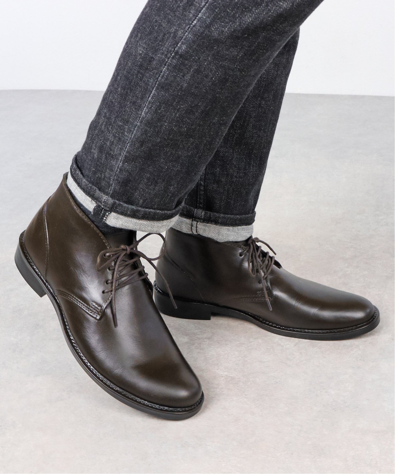 Мужской офисный повседневный комплект: дождевые ботинки-чукка 6322 Dedes, Dark brown — фото 2