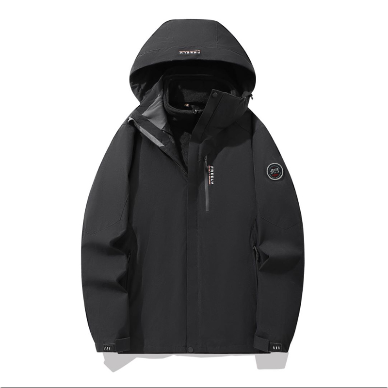 

JEEP SPIRIT Теплый износостойкий водостойкий ветрозащитный ветровка Унисекс, Black (Two-Piece Set)