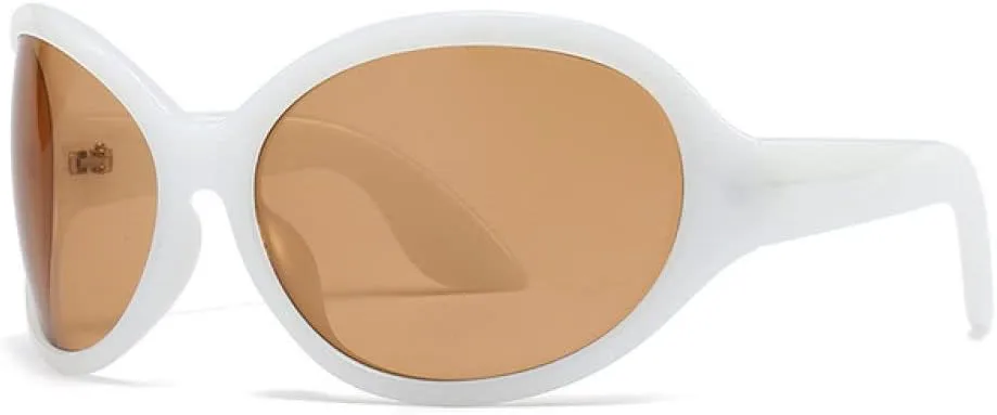 

Ретро-очки большого овального размера для женщин и мужчин, солнцезащитные очки, женские солнцезащитные очки с защитой от УФ-излучения UV400 generic, White Tea