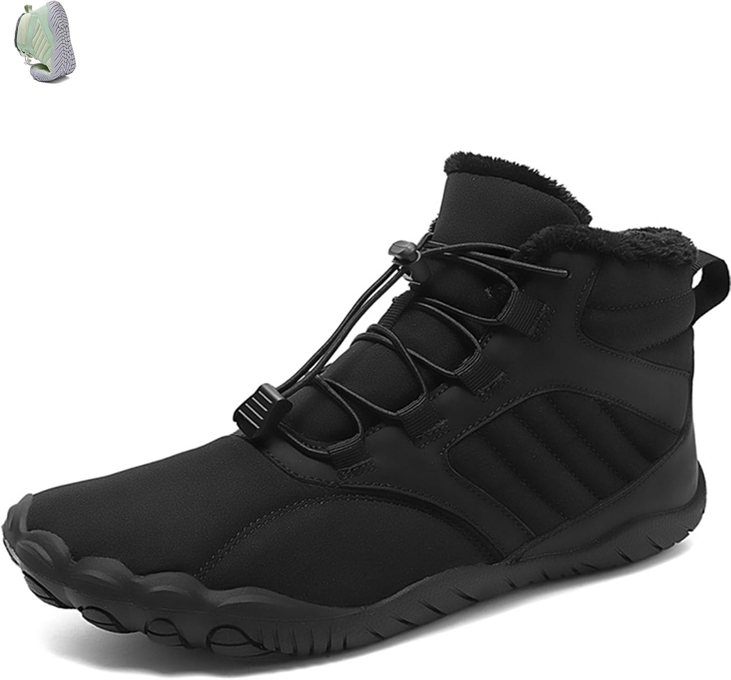 

Мужские зимние водонепроницаемые ботинки ZPPORDMR для ходьбы, комфортные, с утеплителем, противоскользящие, с меховой подкладкой, снежные кроссовки, с широкой передней частью, нулевая разница в высоте, ботильоны, черный