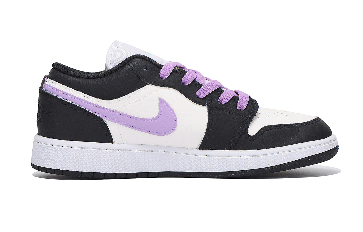 Jordan Air 1 LOW Cushioning, износостойкие низкие детские скейтбординговые туфли Black Purple для подростков — фото 4