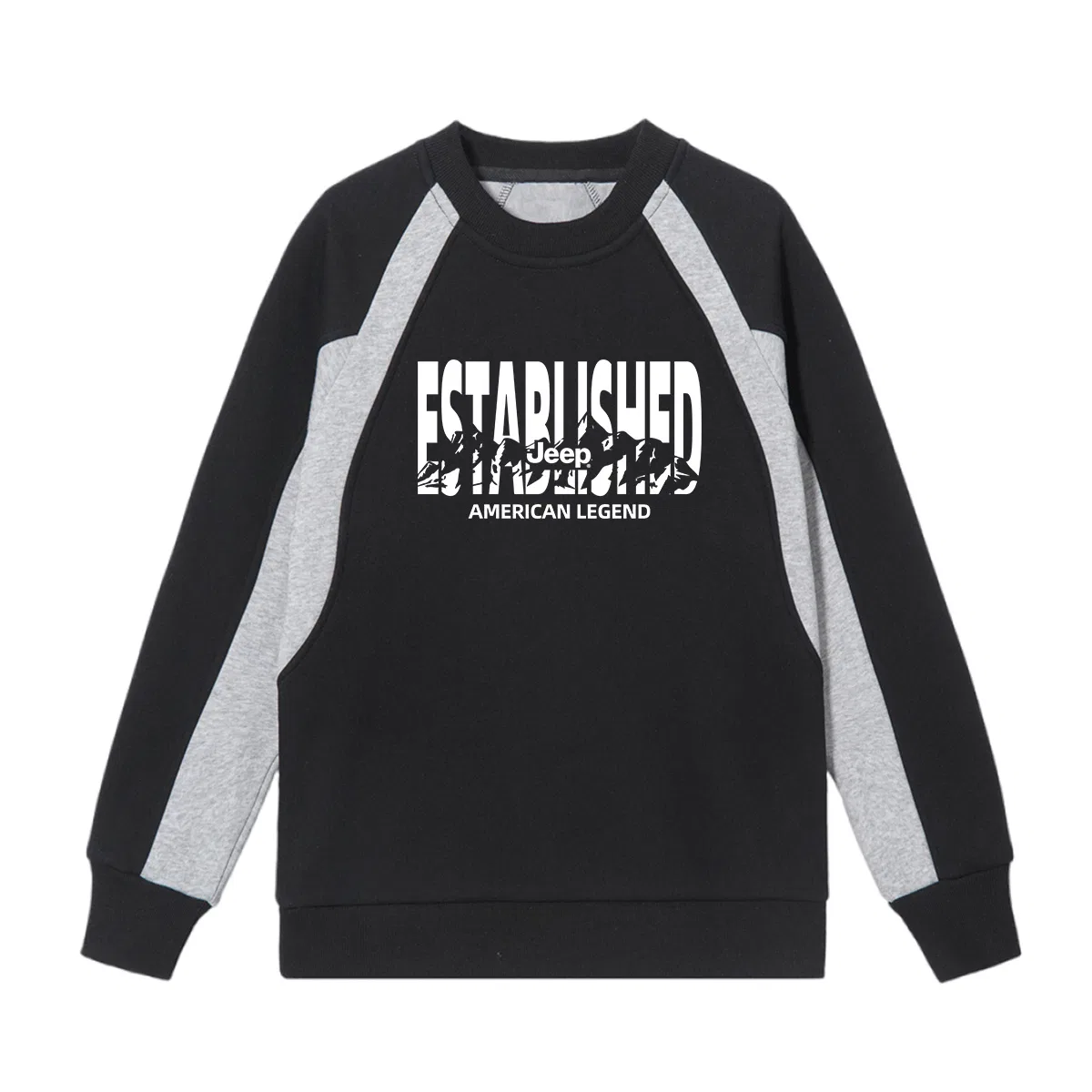 Свитшот детский с круглым вырезом утепленный Grade School Jeep, Black Gray