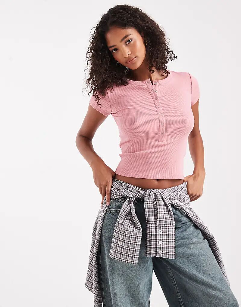 

Футболка Cotton On Christy Henley цвета винтажной розы