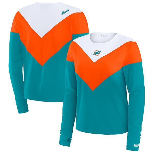 

Женская футболка с длинным рукавом miami dolphins chevron tri-blend цвета аква/оранжевый Wear By Erin Andrews