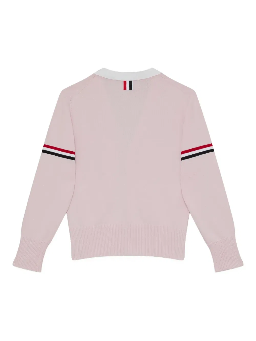 Кардиган в полоску с V-образным вырезом Thom Browne Kids, розовый — фото 2
