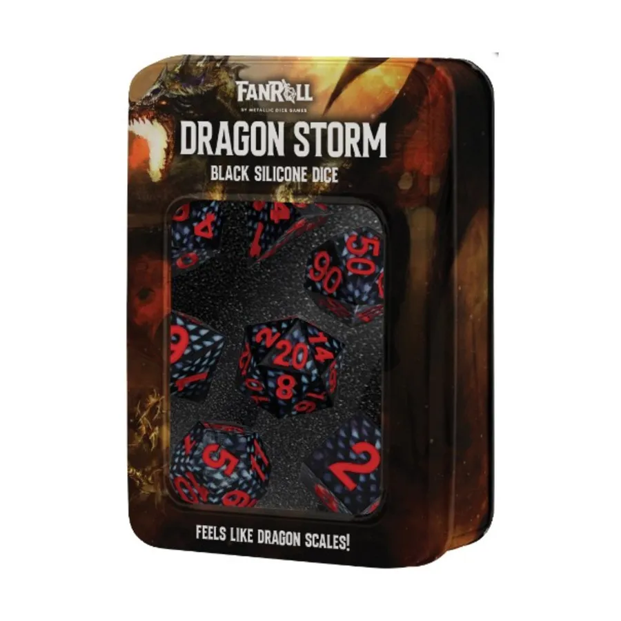 

Полигональный набор Dragon Storm — Чешуя черного дракона (7), Silicone Rubber Dice (Metallic Dice Games)