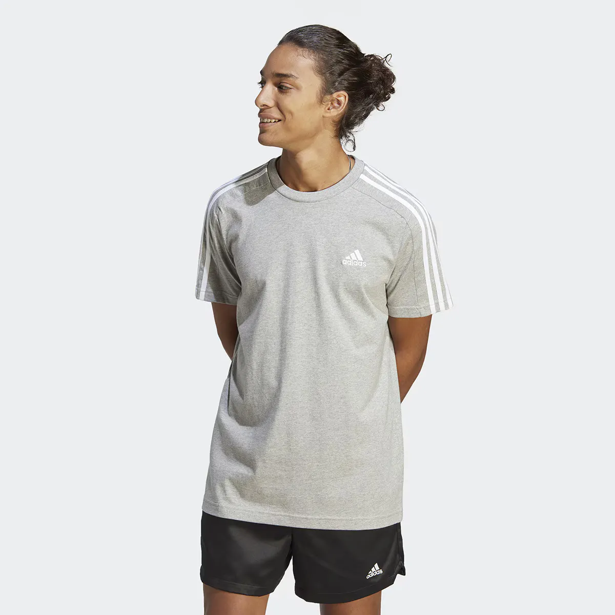 

Мужская футболка Essentials 3 полоски Adidas, серый/белый