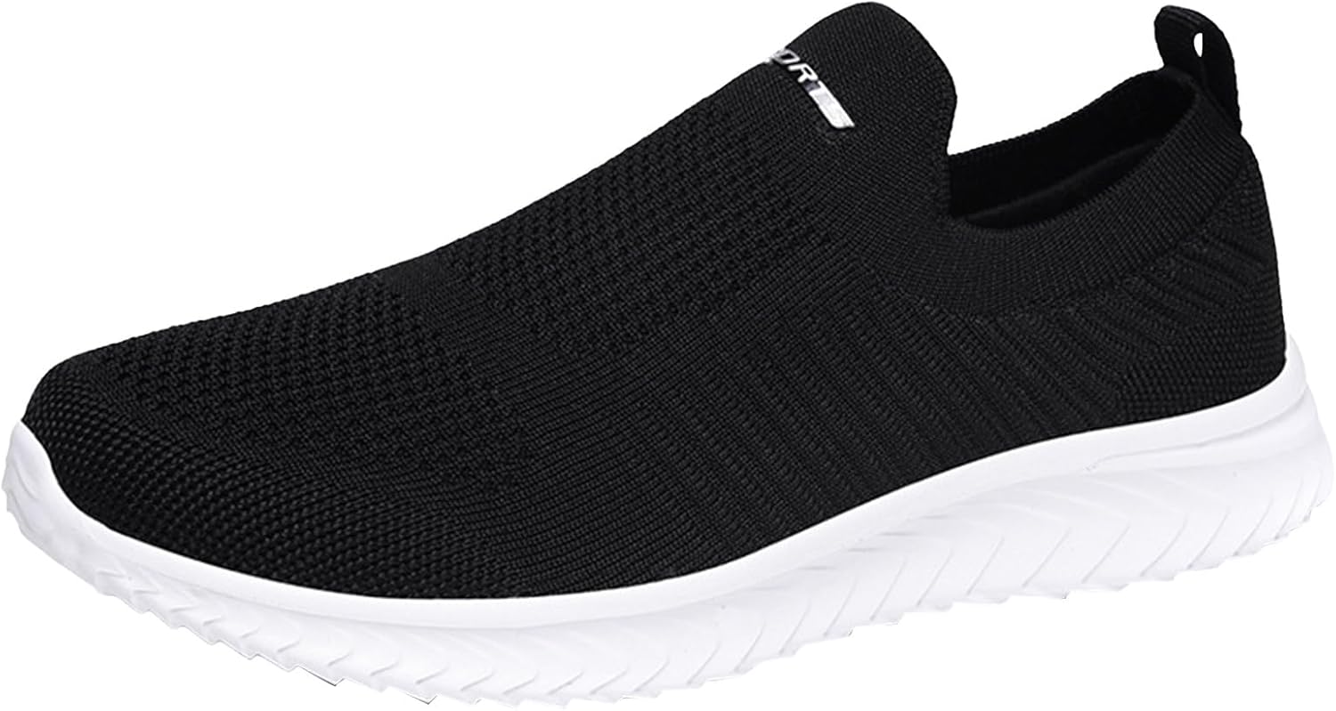 

Мужские кроссовки слипоны для ходьбы, сетчатые, дышащие, с амортизацией, для тенниса и спорта, легкие, с нескользящей подошвой, для тренировок и бега Generic, серебро