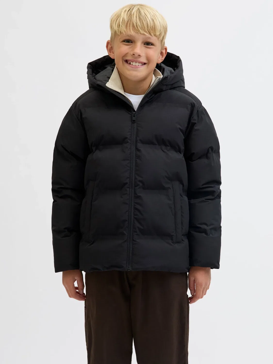 Стеганая куртка с капюшоном JACK & JONES Junior, черный — фото 2