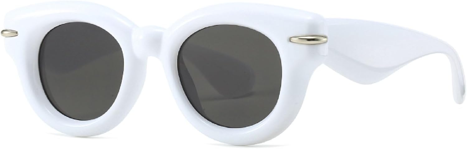 

Женские модные солнцезащитные очки Y2K овальной формы конфетных цветов с ретро-заклепками. Мужские дизайнерские круглые солнцезащитные очки в стиле панк с защитой от УФ-излучения UV400 mincl, White