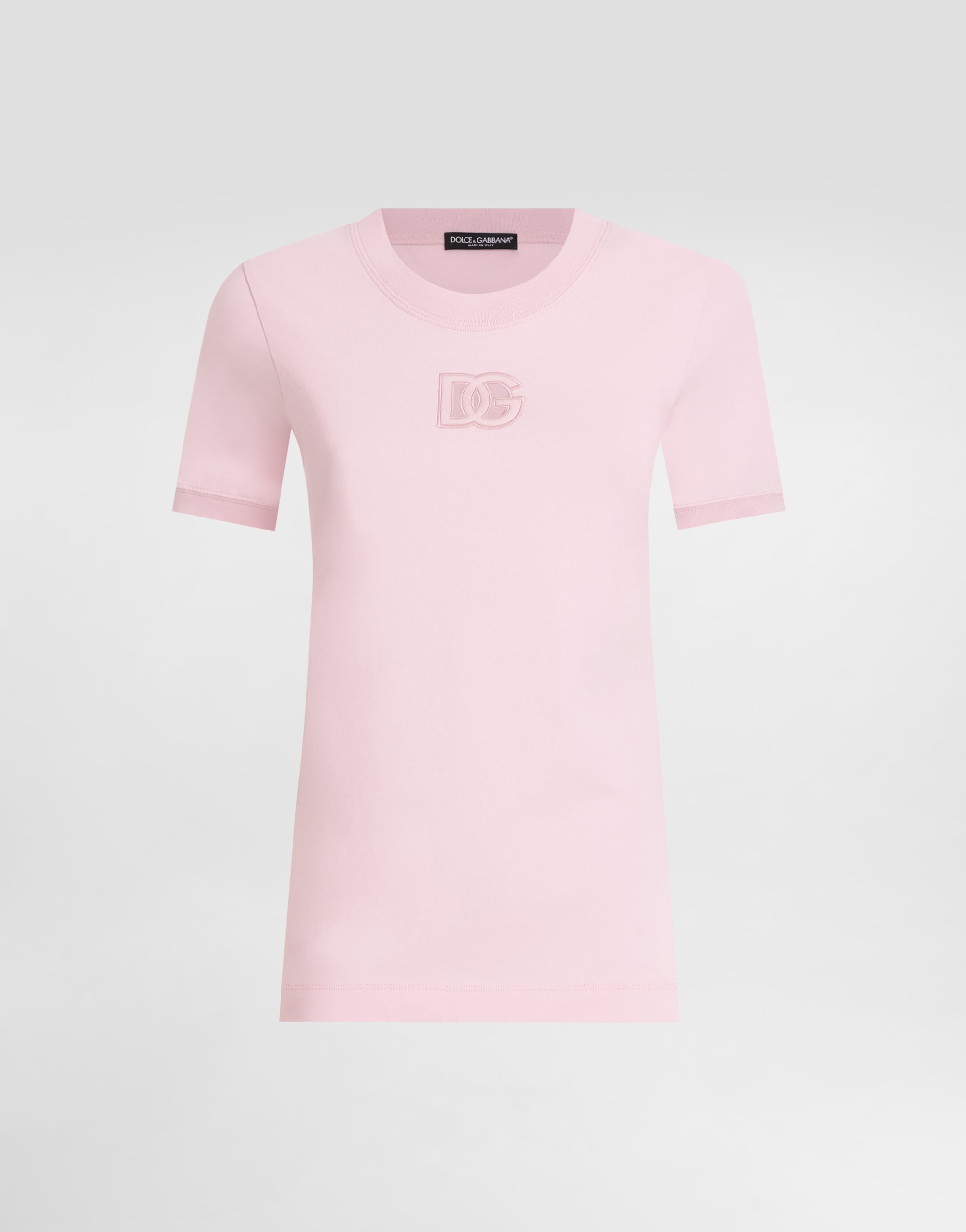 

Футболка из джерси с вышивкой рельефного логотипа dg Dolce & Gabbana, розовый